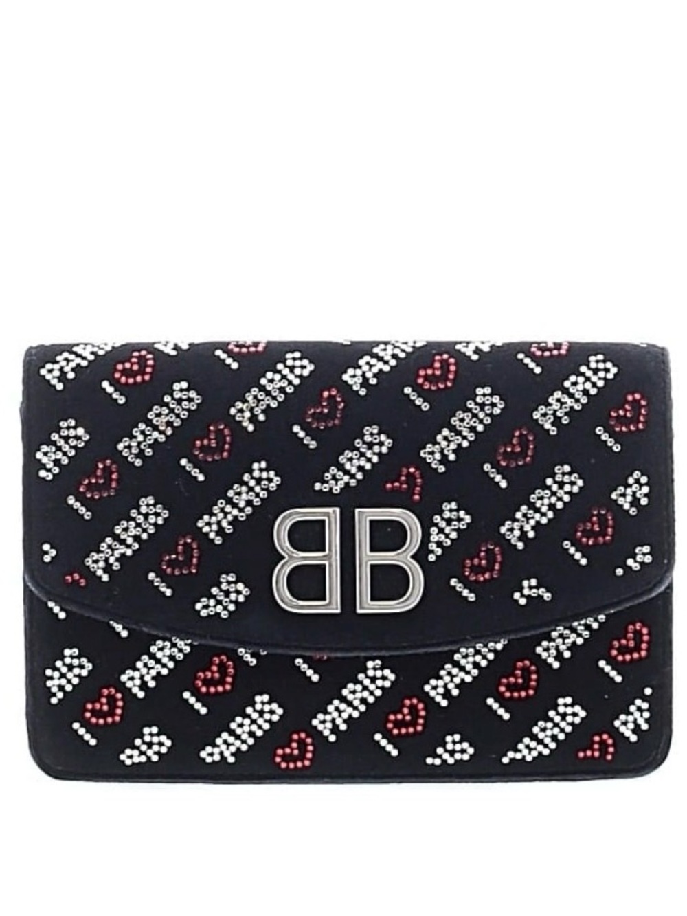 🔥BALENCIAGA 🔥BB 🔥Crystal-🔥Embellished 🔥Black 🔥Leather🔥 Shoulder Bag🔥